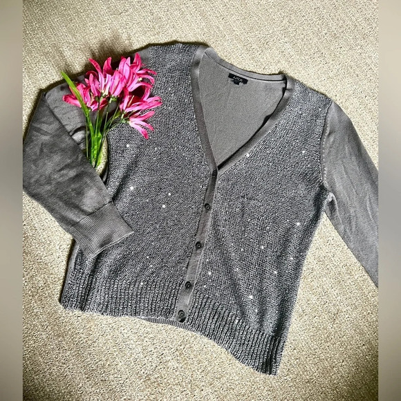 Apt 9 Sequin Knit Button Cardigan - Large - Picture 1 of 5